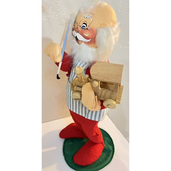 Annalee Santa Doll 1981 With Wooden Train Paint Brush Has Tag Perfect Shape 18” - Picture 7 of 13